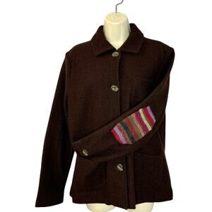 Vintage Talbots Brown Wool Jacket Elbow Patches Academia Natual Artsy M